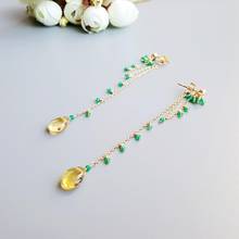Lii Ji Natural Green Onyx,Citrine Tear Drop 925 sterling silver Chain Drop Dangle Earrings 2024 - buy cheap