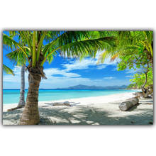Тропический пляж морской пейзаж плакат Искусство Шелковый плакат украшение дома картина гостиная обои 2024 - купить недорого