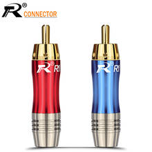 100pcs Gold plated audio adapter RCA Connector Wire male Plug  blue&red pigtail speaker plug for 8MM Cable 2024 - buy cheap