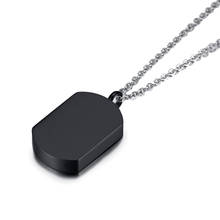 Valentine's Day Gifts Black stainless steel Cremation Container Ashtray Memorial Necklace Dog Tag Pendant Urn Necklace 2024 - buy cheap