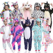 Pijama infantil de gato kigurumi, pijama unicórnio para crianças, coberta licorne, roupa para dormir no inverno 2024 - compre barato