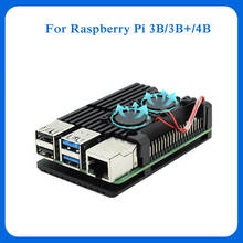 Raspberry pi 4 model b/3b +/3b estojo de metal de alumínio com 4 cores, com super dois ventiladores de refrigeração + pias de calor para raspberry pi 4/3 2024 - compre barato