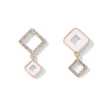 Charm S925 Post Fashion Earrings Wild Earrings Square Crystal Personality Asymmetric Net Red Earrings Women Cloud Jewelry 2024 - buy cheap