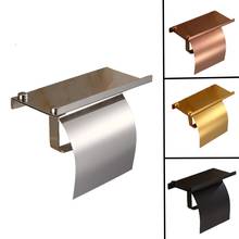 Portarrollos de acero inoxidable dorado para baño, soporte de papel higiénico de montaje en pared con estante para teléfono, accesorio de baño 2024 - compra barato