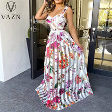 VAZN Summer 2021 European and American Women's Dress Large Casual Commuter Print Fashion Floral Long Dress 2024 - buy cheap