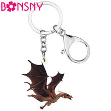 Bonsny acrílico marrom dinossauro dragão chaveiros chaveiro animal jóias para as mulheres bolsa acessório na moda presente decoração 2024 - compre barato