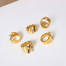 Hollow A-Z Letter Gold Color Metal Adjustable Opening Ring Initials Name Alphabet Female Party Personalized Party Jewelry 2024 - купить недорого