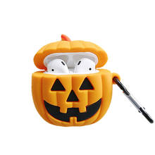 Funda de silicona con forma de calabaza para Airpods, funda protectora completa para auriculares inalámbricos con Bluetooth, para Halloween, DHL 2024 - compra barato