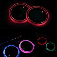 Latest Car Cup Holder Atmosphere LED Light Car Accessories 7 Color USB Charging Waterproof Coaster Bulbs Automobile Dropshipping 2024 - buy cheap