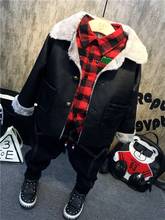 Fashion Baby Boys Clothing Sets Winter Cotton Warm Kids Suits Children Clothes Sets Fleece Leather +Shirt+ Thick Jeans 3pcs Set 2024 - buy cheap