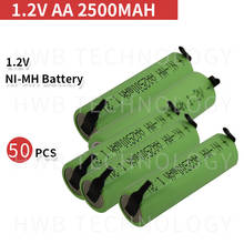 50 PCS/lot Original New NI-MH 1.2V AA 2500mAH ni-mh Rechargeable batteries belt welding Razor battery Free shipping 2024 - buy cheap