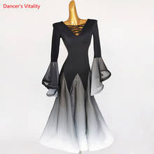 Ballroom Dance Dress V-Neck Long Skirt Lantern Sleeve Performance Clothes Profession Custom Child Adult Waltz Dancing Costume 2024 - buy cheap