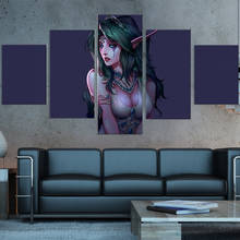 Wow Night Elves Tyrande Whisperwind Print Picture Home Wall Art Modular Poster 5 Panel Painting On Canvas Living Room Decor 2024 - buy cheap