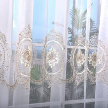 Cortina de tule bordado com flores bege europeu, transparente, transparente, para sala, quarto, janela, drive #4 2024 - compre barato