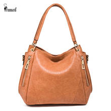 FUNMARDI-Bolso de mano de cuero con cremallera para mujer, bolsa de hombro de gran capacidad, con asa superior, de marca de lujo, Color sólido 2024 - compra barato