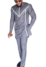 Camisas estilo senador com calças, conjunto de calça cinza sob medida, moda masculina, noivo, plus size, roupas de festa 2024 - compre barato
