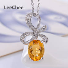 Leechee 100% natural citrino pingente real 925 sólido prata esterlina jóias amarelo gemstone colar para presente de aniversário feminino 2024 - compre barato