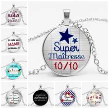 Explosive Personality Merci Maitresse Fashion Glass Pendant Necklace Beautiful Metal Necklace Men and Women Jewelry Teacher Gift 2024 - buy cheap