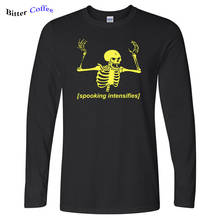 Autumn Hot Sale Spooking Intensifies Spooky Scary Skeleton Meme T-Shirt Long Sleeve Round Neck Men'S T Shirt Fashion Tee Shirt 2024 - buy cheap