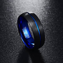 Nuncad anel de casamento masculino, anel de carboneto de tungstênio banhado a azul de 8mm, acabamento fosco, tamanhos de 7 a 12 joias 2024 - compre barato