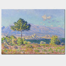 Claude Monet-Vista de Antibes desde la Plateau, pintura al óleo sobre lienzo, carteles artísticos e impresiones, imágenes de pared para sala de estar 2024 - compra barato