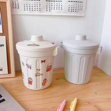 Cosmetic Storage Box Desktop Storage Bucket Desktop Small Trash Can Beige Non-toxic And Tasteless Trash Can With Lid 2024 - buy cheap