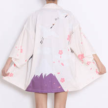 Yukata-Kimono japonés con Estampado de cereza para mujer, camisa informal Harajuku para mujer, Kimono Kawaii, disfraz de Cosplay asiático 2024 - compra barato