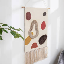 Accesorios de decoración para el hogar, manta colgante de pared, tapiz de borlas tejido a mano, tapiz de tela para dormitorio 2024 - compra barato
