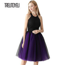 Treutoyeu Design Goth Midi Tutu Tulle Skirt Carnival Festival 6 Layers High Waist Black Purple Ladies Sexy Skirts Jupe Femme 2024 - buy cheap