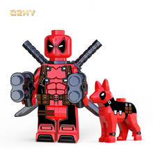 Red Color Deadpool with Dog LEGOEINGLYS MINIFIGURED DC Figures Building Blocks Super Heroes Bricks Models Kids Gifts XP226 2024 - купить недорого
