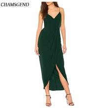CHAMSGEND 2020 Fashion Women's Sexy Dress V Neck Backless Maxi Dress Sleeveless Straps Party Dresses 2024 - buy cheap