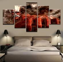 Pintura de tela moderna com impressão, 5 peças pôster de parede arte de casa, titan on attack on titan, titan al, shingki no gu10 jin 2024 - compre barato