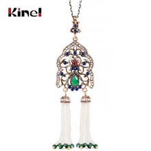 Kinel Indian Double Tassel Necklace For Women Antique Gold Crystal Flower Vintage Wedding Jewelry Pendant Necklace 2019 New 2024 - buy cheap