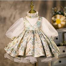 Floral Tulle Lace Kids Birthday Gown Long Sleeve Christening Dress Baby Girl Baptism Party Wedding Princess Prom Evening Clothes 2024 - buy cheap