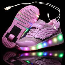 USB Charging Children Roller Skate Casual Shoes Boys Girl Automatic Jazzy LED Lighted Flashing Kids Glowing Sneakers with Wheels 2024 - buy cheap