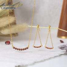 LAMOON Vingate 925 Silver Jewelry Set For Women Natural Mini Garnet Gemstone 14K Gold Plated Fine Jewelry V078 2024 - buy cheap