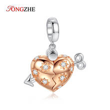 Tongzhe pingente em prata esterlina 925, pingente em forma de coração fofo para fazer joias, floating para pulseira 2024 - compre barato