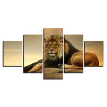 Wall Art Poster Framework HD Printed Modern Canvas 5 Panel Animal Lion For Living Room Pictures Home Decor Modular Painting 2024 - buy cheap