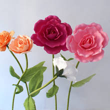 Flores falsas de rosa pe de espuma, grandes flores artificiais de rosa, decoração de fundo de festa de casamento, decoração de casa 2024 - compre barato