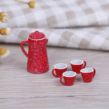 1/12 Dollhouse Miniature Porcelain Coffee Tea Lid Pot kettle Cups Set Kitchen Classic Toy 5 Pcs Pretend Play Best Gift Girl Doll 2024 - buy cheap