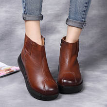 Женские ботинки из натуральной кожи, на плоской подошве, с молнией спереди 2024 - купить недорого