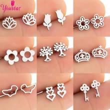 Silver-Plated Beautiful Flower Leaf Stainless Steel Earrings Women's Wedding Fashion Tree of Life Cross Earrings Jewelry Gift 2024 - buy cheap