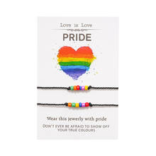 2 Pcs/set New Rainbow LGBT Sead Brads Bracelet Set Men Women Handmade Braided Black Rope Bracelet Homme Jewelry 2024 - buy cheap