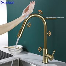 Touch Gold Kitchen Faucet Senducs 304 Stainless Steel Sensor Kitchen Sink Faucet Brushed Gold Pull Out Kitchen Mixer Tap 2024 - buy cheap