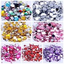 Rhinestones 1000pcs Many Colors Round Acrylic Non-Hotfix Flatback Rhinestones Nail Art Stones For Strass Decorations 2024 - buy cheap