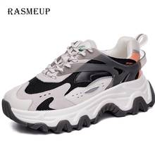 RASMEUP Women Platform Mesh Sneakers 2020 Custom Fashion Breathable Women Chunky Flat Platform Trainers Footwear Genuine Leather 2024 - buy cheap