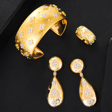 GODKI-Conjunto de joyería de lujo para mujer, conjunto de anillo, brazalete abierto, Circonia cúbica, Zirconia, circonita, zirconita, boda, fiesta, Dubái, 2020, 3 uds. 2024 - compra barato