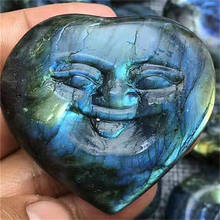 natural quartz Folk Crafts crystal healing stones labradorite heart Smiling face for home Decor 2024 - buy cheap