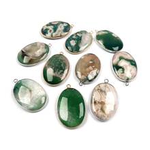 Natural Stone Pendants Egg Shape Exquisite Faceted Green Agates Stone Charms for Jewelry Making Women Necklace Bracelet Gift 2024 - buy cheap