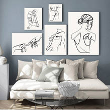 Body Line Drawing Abstract Painting Wall Art Canvas Painting Black White Nordic s And Prints Wall Pictures For Living Room 2024 - buy cheap